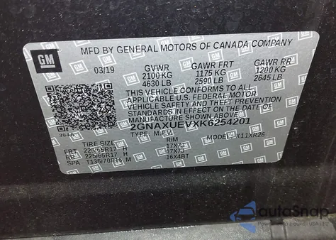 2019 Chevrolet Equinox Lt from USA, damaged, VIN 2GNAXUEVXK6254201